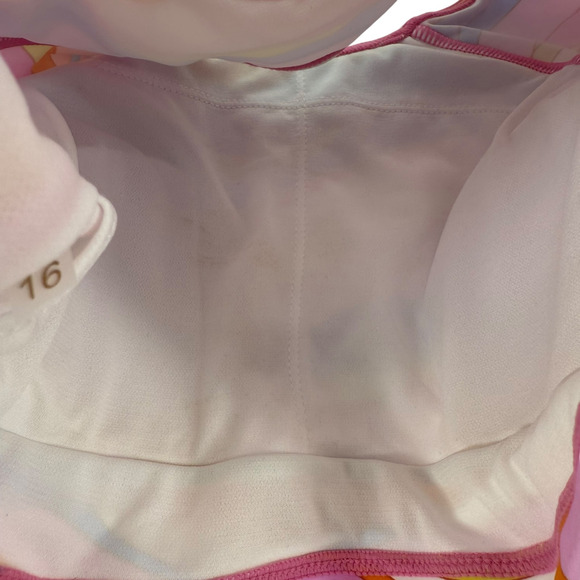 Raisins Rash Guard Bikini Top Girls Sz 16 Long Sleeve Colorful Pink Padded Swim - Picture 6 of 7